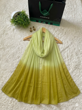 Green and Olive chiffon dupatta