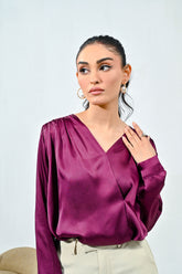 Purple Silk Wrap Top