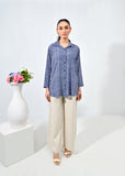Blue Patterned Linen Shirt