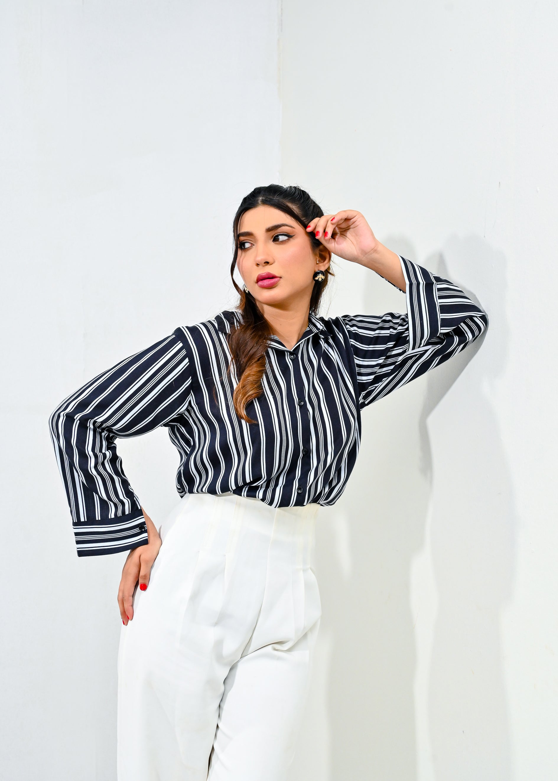 Black Stripes Linen Shirt