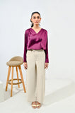 Purple Silk Wrap Top