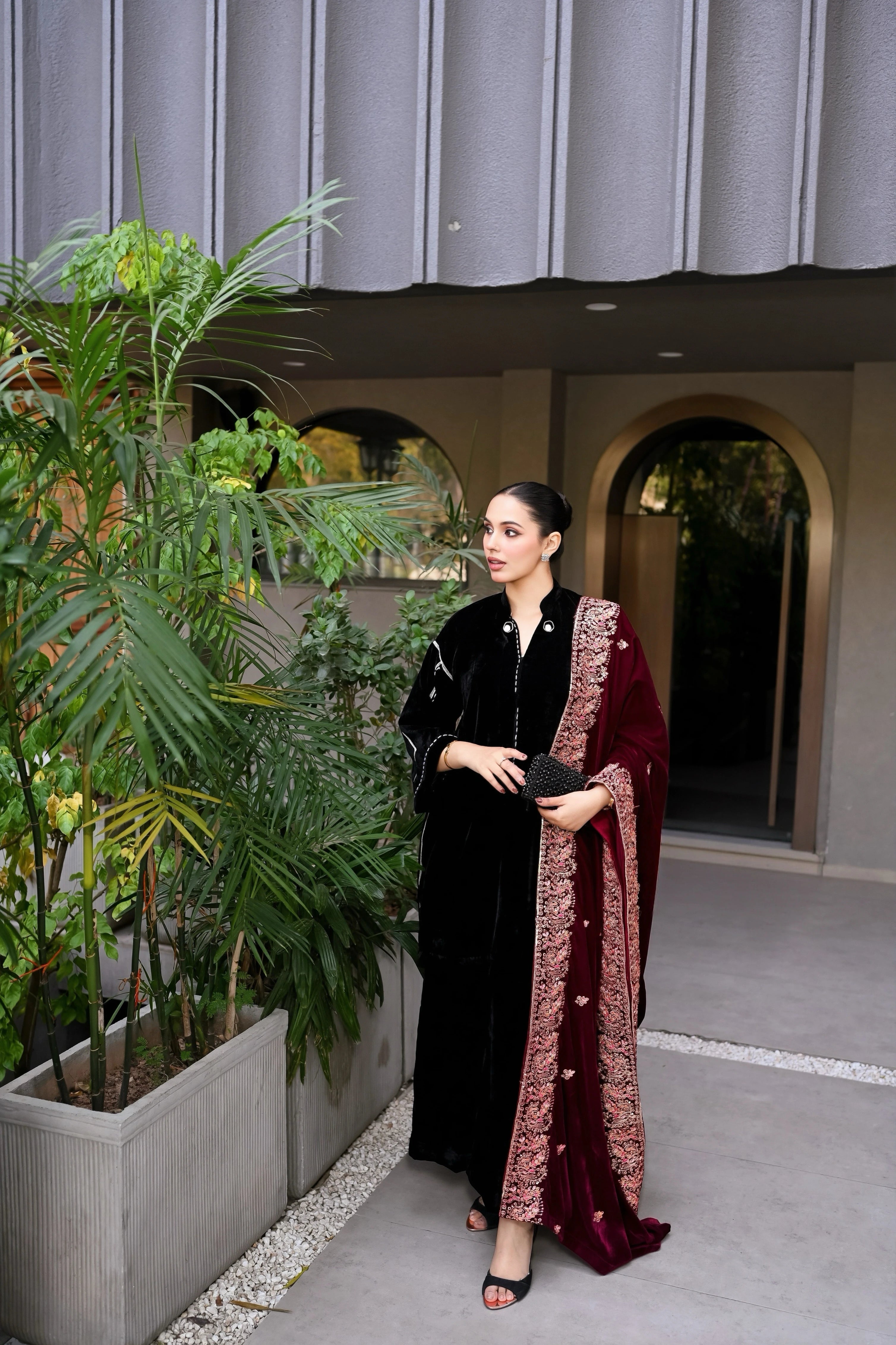 Maroon Embroidered Elegance