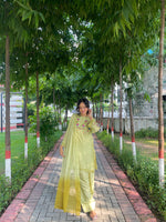Green and Olive chiffon dupatta