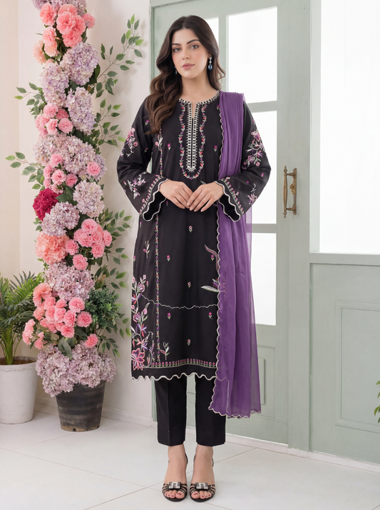 Purple Chiffon Dupatta