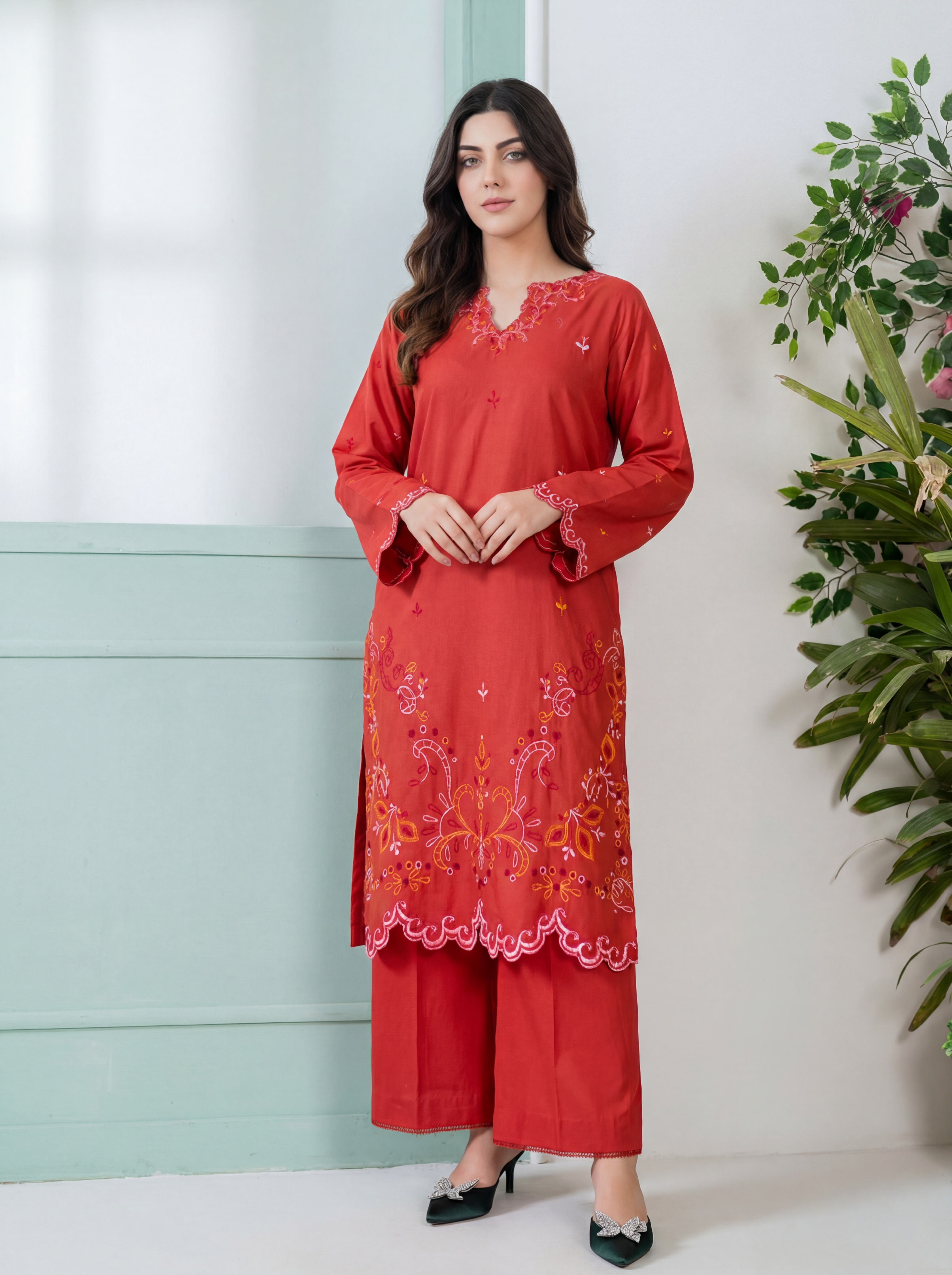 Scarlet Whisper - (premium cotton cambric)