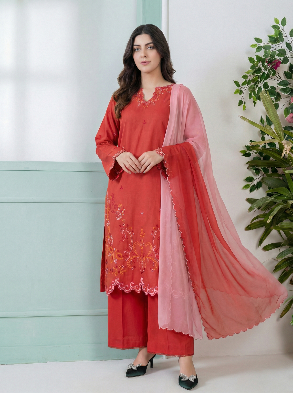 Scarlet Whisper - (premium cotton cambric)